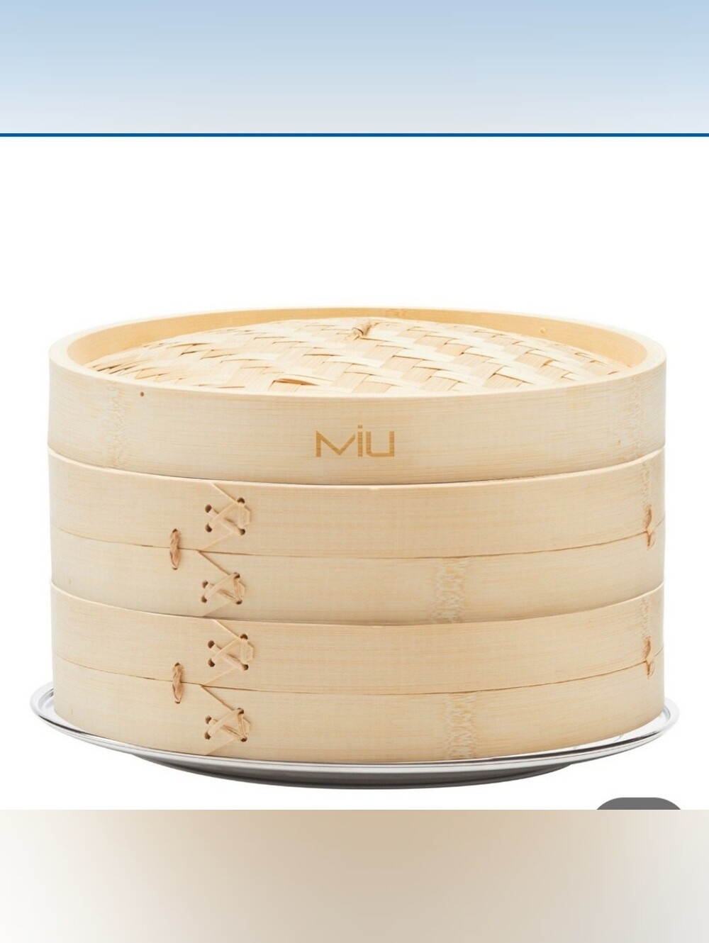 Miu 10" 2-Tier Natural Bamboo Steamer Basket -